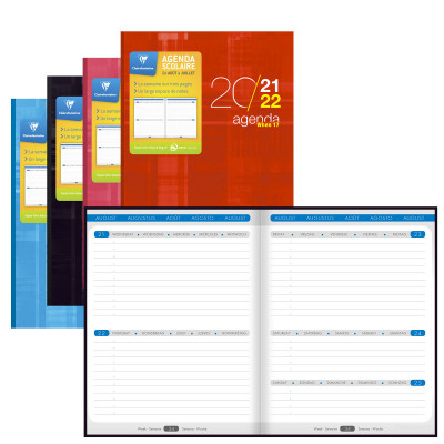 Agenda CLAIREFONTAINE When 17 - 17x22cm - 1 semaine sur 3 pages (COLORIS ALEATOIRES)