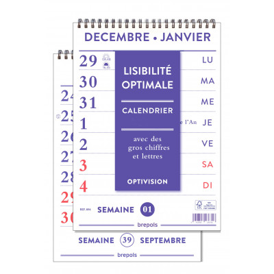 BREPOLS Calendrier Optivision grand bloc semaine - FR