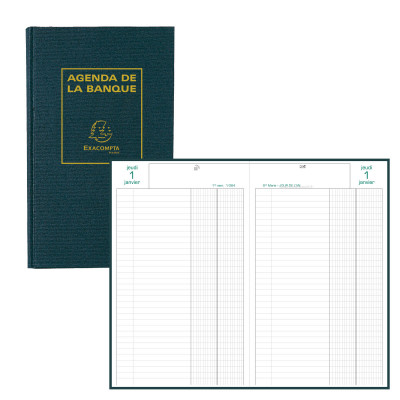 Agenda EXACOMPTA banquier - 1 volume - 280x175mm - 1 jour sur 2 pages - Noir