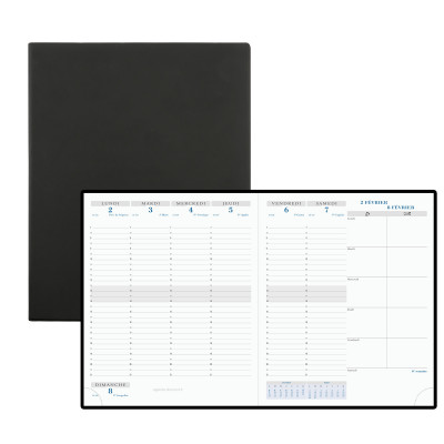 Agenda EXACOMPTA Horizon 22 Barbara - 225x185mm - 1 Semaine sur 2 pages NOIR