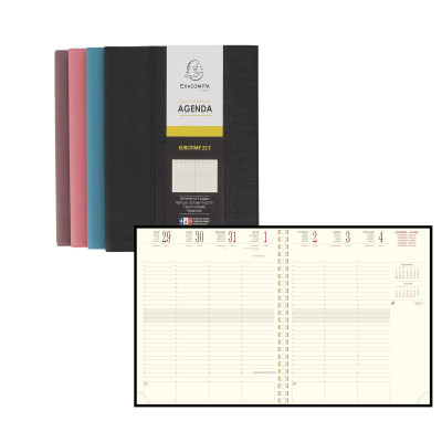 Agenda EXACOMPTA Eurotime 22S Baby Croco - 225x185mm - 1 semaine sur 2 pages - spirale (COLORIS ALEATOIRES)