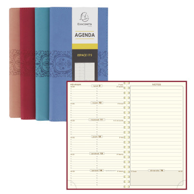 Agenda 2024 EXACOMPTA Espace 17S Cordoba spirale - 175x90mm - 1 semaine sur  1 page (COULEURS ALEATOIRES)