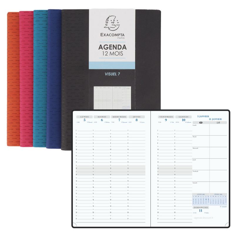 Agenda 2024 EXACOMPTA de bureau SAS 27 Winner - 270x210mm - 1 semaine sur 2  pages (COULEURS ALEATOIRES)