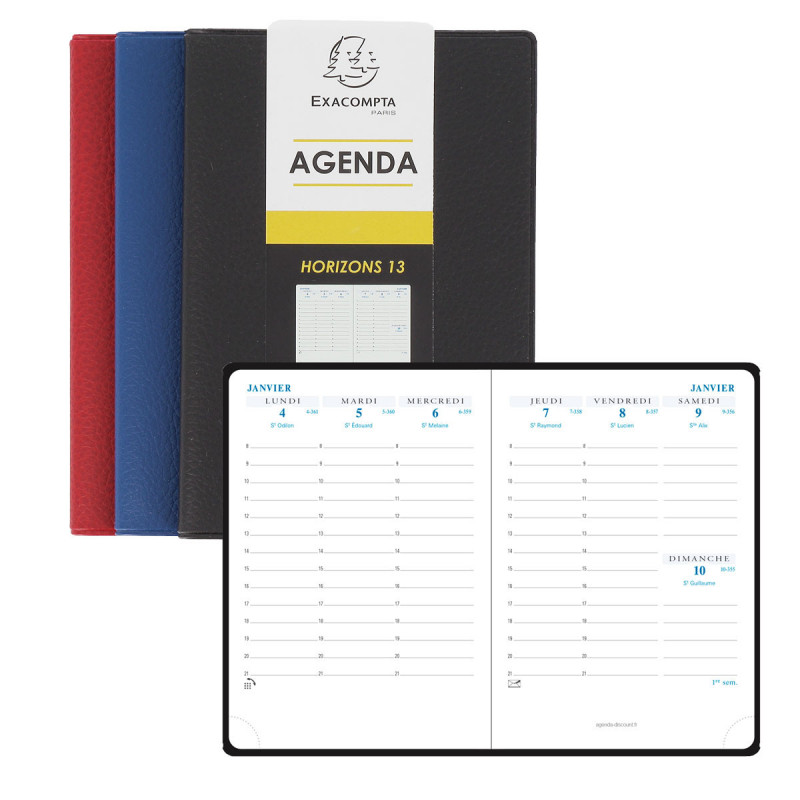 Agenda 2024 EXACOMPTA SAD 19W Linicolor - 180x140mm - 1 semaine sur 2 pages  - spirale (COLORIS ALEATOIRES)