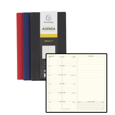 Agenda EXACOMPTA Espace 17 Barbara - 175x90mm - 1 semaine sur 1 page + NOTES (COLORIS ALEATOIRES)