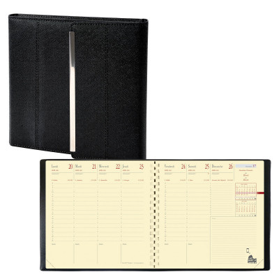 Agenda QUOVADIS EXECUTIF PRESTIGE S VENEZIA - 16x16cm - NOIR - 1 semaine sur 2 pages