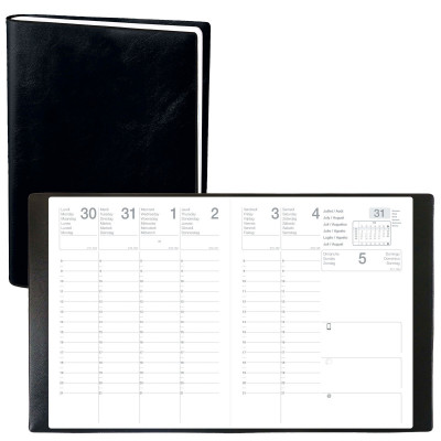 Agenda scolaire EXDI - 21X27 cm - SEPT 27 ML Alpha noir - 1 semaine sur 2 pages vertical