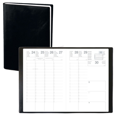 Agenda 2024 EXDI - 16x24 cm - OLYMPE ML Alpha noir - 1 semaine sur 2 pages  vertical