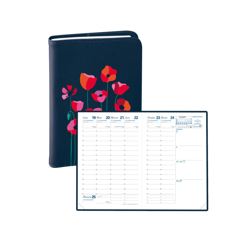 Agenda 2025 QUOVADIS AFFAIRES 10x15cm Bloom Coquelicot 1 semaine