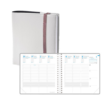 Agenda QUOVADIS TIME&LIFE Medium 16x16cm - Time & Life Blanc - 1 semaine sur 2 pages Vertical