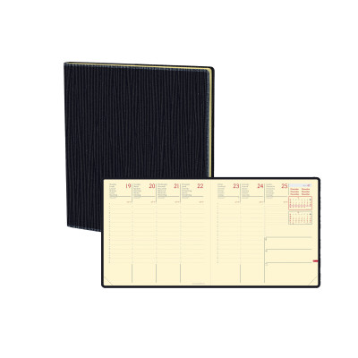 Agenda QUOVADIS EXECUTIF Prestige 16x16cm - Sahara Noir - 1 semaine sur 2 pages Vertical