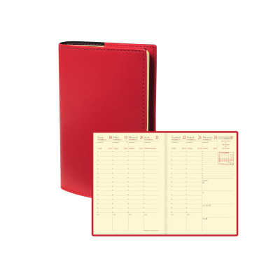 Agenda QUOVADIS EXECUTIF Prestige 16x16cm - Soho Rouge Dali - 1 semaine sur 2 pages Vertical