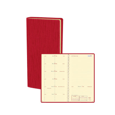 Agenda QUOVADIS ITALNOTE S 8,8x17cm - Sahara Rouge Cerise 1 - 1 semaine sur 1 page Horizontal