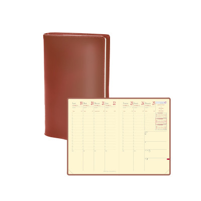 Agenda QUOVADIS MINISTRE Prestige 16x24cm - Luna Terracotta - 1 semaine sur 2 pages Vertical