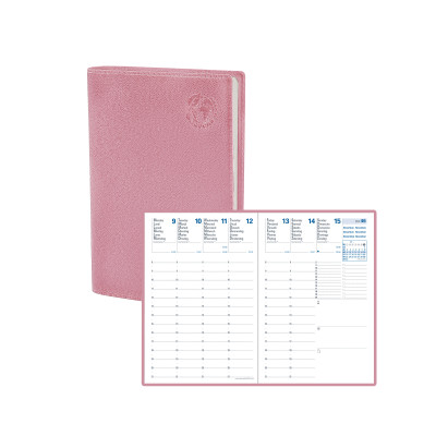 Agenda QUOVADIS UNIVERSITAIRE 10x15cm - Equology Rose - 1 semaine sur 2 pages Vertical