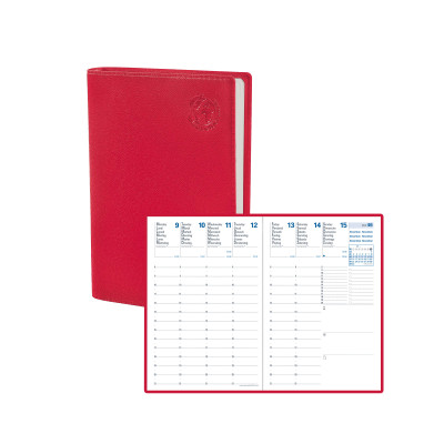 Agenda QUOVADIS UNIVERSITAIRE 10x15cm - Equology Rouge Cerise 1 - 1 semaine sur 2 pages Vertical