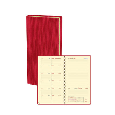 Agenda QUOVADIS ITALSEPT S 8,8x17cm - Sahara Rouge Cerise 1 - 1 semaine sur 1 page Horizontal