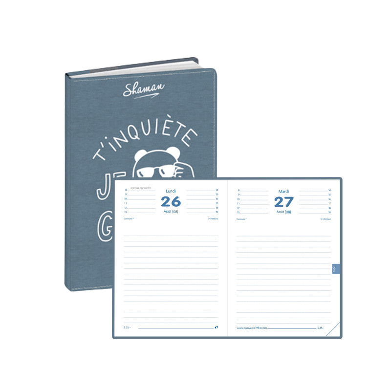 Agenda Scolaire Quo Vadis 2025-2026 Eurotextagenda Journalier - 1 Jour Par Page, Format 12x17 Cm, Motif Shaman Coloré