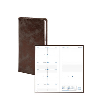 Agenda QUOVADIS ITALNOTE B 8,8x17cm - Nacre Marron - 1 semaine sur 1 page Horizontal