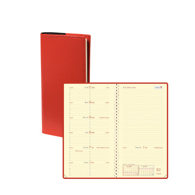 Agenda QUOVADIS Italnote S 8,8x17cm Soho - 1 semaine sur 1 page Horizontal+NOTE - Rouge Dali
