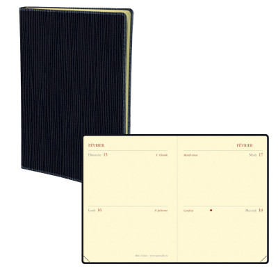 Agenda QUOVADIS Mini 2 Days 7x10cm Sahara - 2 jours par page - Noir