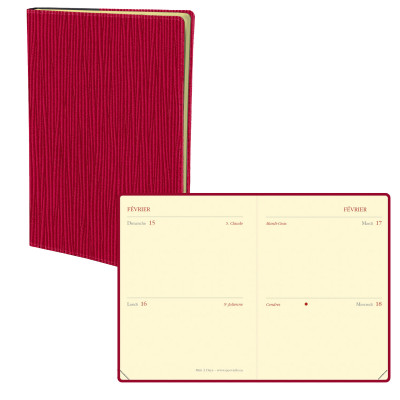 Agenda QUOVADIS Mini 2 Days 7x10cm Sahara - 2 jours par page - Rouge Cerise