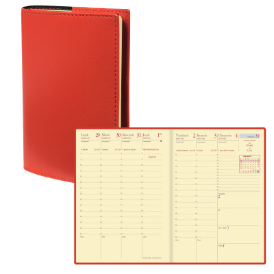 Agenda QUOVADIS Universitaire Prestige 10x15cm Soho - 1 semaine sur 2 pages Vertical - Rouge Dali