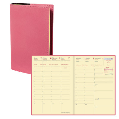 Agenda Quo Vadis Prestige S 2026 - Semainier, 14 Mois (déc 2025 à Janv 2027), 16x16 Cm, Spirale, Couverture Rouge - Fabriqué En France