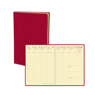 Agenda QUOVADIS Randonnée Prestige 9x12,5cm Sahara - 1 semaine sur 2 pages Vertical - Rouge Cerise