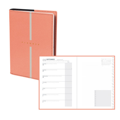 Agenda QUOVADIS PLAN WEEK 16x24cm - Billy Rose Blush - 1 semaine sur 2 pages Vertical