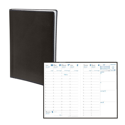 Agenda QUOVADIS Universitaire 10x15cm Toscana - 1 semaine sur 2 pages Vertical - Noir