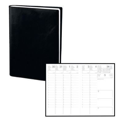 Agenda EXDI  - 21x29,7cm - SATURNE ML Alpha noir - 1 semaine sur 2 pages vertical