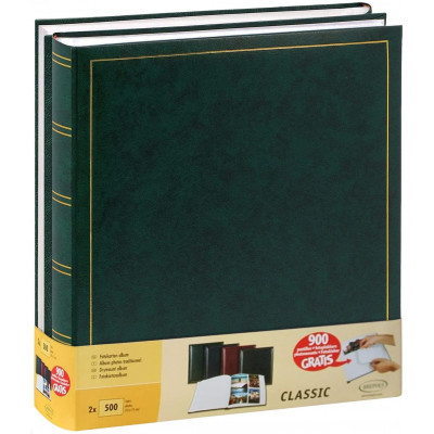 Lot 2x Albums photo traditionnels 29x32cm - 100 pages blanches - 500 photos + 900 pastilles - VERT