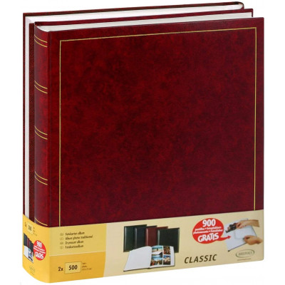 Lot 2x Albums photo traditionnels 29x32cm - 100 pages blanches - 500 photos + 900 pastilles - ROUGE