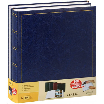 Lot 2x Albums photo traditionnels 29x32cm - 100 pages blanches - 500 photos + 900 pastilles - BLEU
