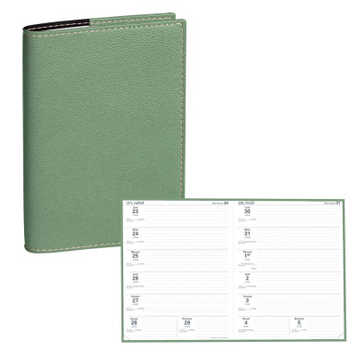 Agenda QUOVADIS LE PROFESSEUR Club - Sauge - 21x27cm - 2 semaines sur 2 pages