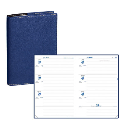 QUO-VADIS Agenda Soho Exec.Prest. 2024 905462Q 1S/2P bleu acier AL 16x16cm  - Ecomedia AG