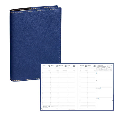 Agenda QUOVADIS PRESIDENT avec répertoire couverture Club Navy 21x27cm - 1 semaine sur 2 pages