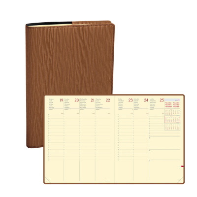 Agenda QUOVADIS Président Prestige 21x27cm Sahara - 1 semaine sur 2 pages Vertical - Noisette