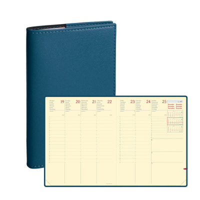 Agenda QUOVADIS PRESIDENT Prestige Soho Bleu acier - 21x27cm - 1 semaine sur 2 pages Verticale