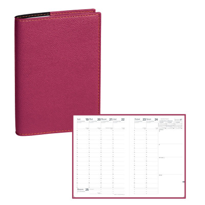 Agenda QUOVADIS Ministre 16x24cm Club - 1 semaine sur 2 pages Vertical - Framboise