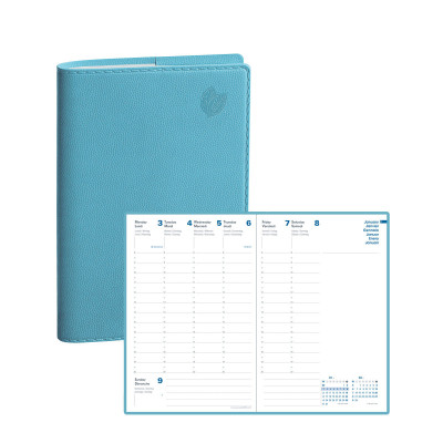 Agenda Semainier QUO VADIS Ministre 2025-2026 - Format 16x24cm, Couverture Impala Bleu, Avec Répertoire