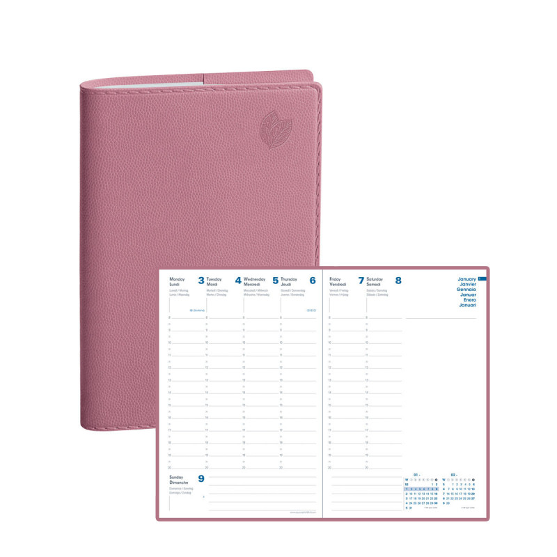 Agenda Économique CALLIOPE 16x24cm - Août 2023 à Juillet 2024, 1 Semaine/2 Pages - Couverture Noire