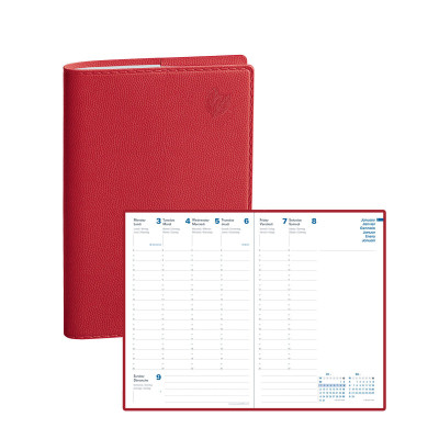 Agenda QUOVADIS MINISTRE Equology rouge - 16x24cm - 1 semaine sur 2 pages Verticale