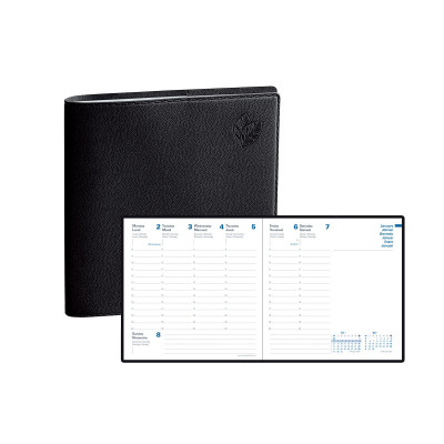 Agenda QUOVADIS EXECUTIF Recyclé Equology noir - 16x16cm - 1 semaine sur 2 pages