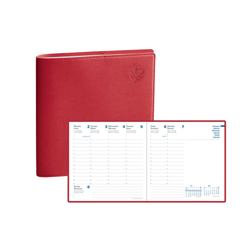 Agenda Scolaire Quo Vadis Club 2025-2026 - Semainier, Août à Août, 16x16 Cm, Rouge - Avec Répertoire Amovible - 6
