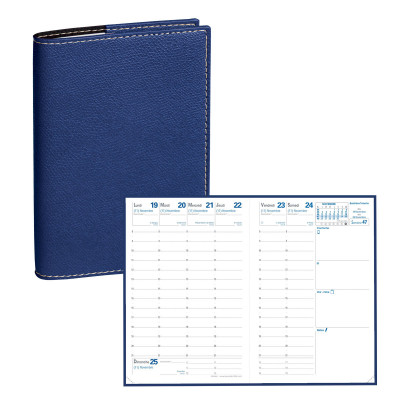 Agenda QUOVADIS AFFAIRES Club Navy - 10x15cm - 1 semaine sur 2 pages Verticale