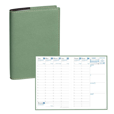 Agenda QUOVADIS AFFAIRES Club sauge - 10x15cm - 1 semaine sur 2 pages Verticale