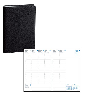 Agenda QUOVADIS PRESIDENT 21x27cm - Equology Noir - 1 semaine sur 2 pages Vertical