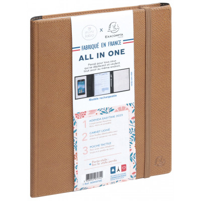 Agenda EXACOMPTA Easytime 21 All in One - 15x21cm 1 semaine sur 2 pages - CAMEL